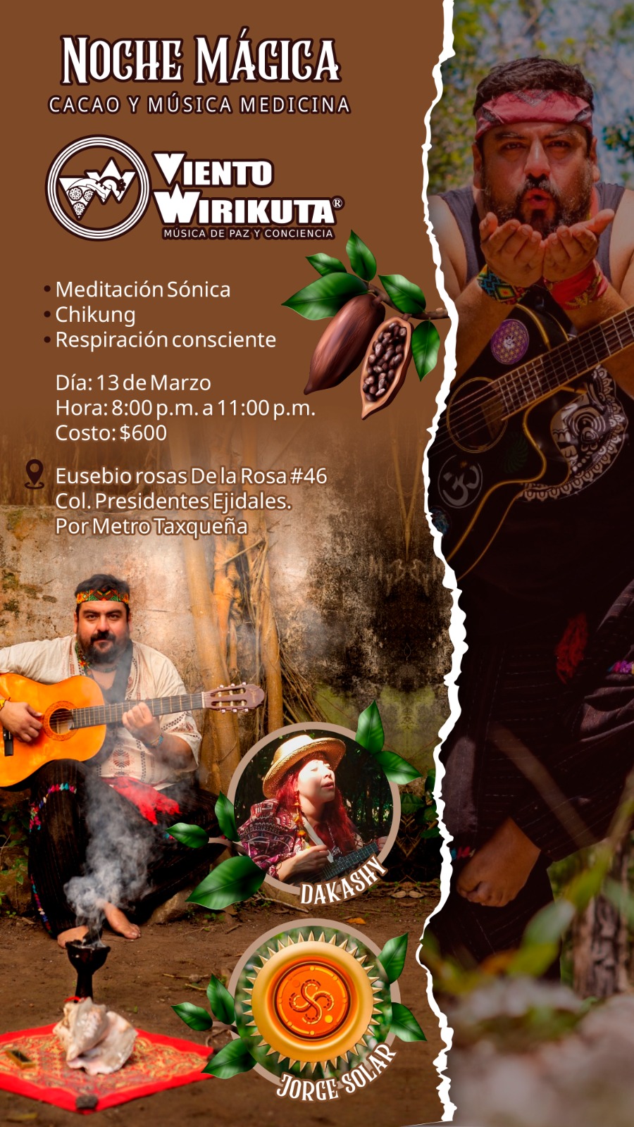 Noche M&aacute;gica: Cacao y M&uacute;sica Medicina